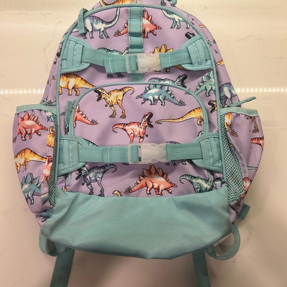Pottery Barn Kids Mackenzie Lavender Multi Dinosaur 17” (Large) backpack